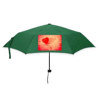 Rotes Herz - Regenschirm (klein) - Flaschengrün - Vorne