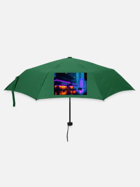 AI-Art Future Picture - Regenschirm (klein) - Flaschengrün