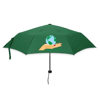 Rette den Planeten. Globus in der Hand - Regenschirm (klein) - Flaschengrün - Vorne