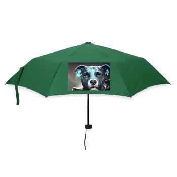 Sci-Fi Pitbull - Regenschirm (klein) - Flaschengrün - Vorne