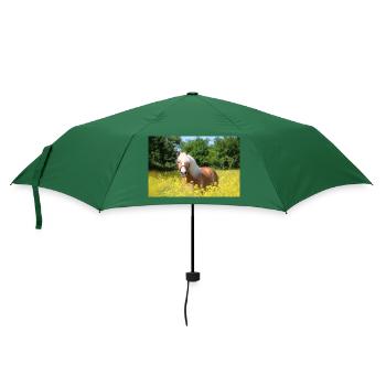Haflinger im Raps - Regenschirm (klein) - Flaschengrün - Vorne