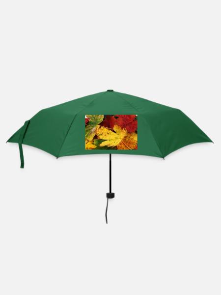 Herbstblätter - Regenschirm (klein) - Flaschengrün