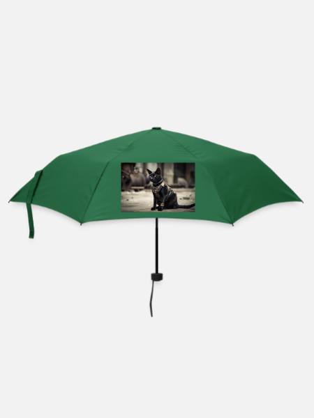 Cat Black - Regenschirm (klein) - Flaschengrün