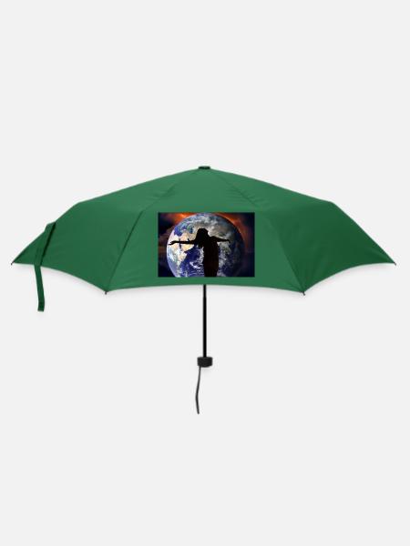 Schatten über der Welt. - Regenschirm (klein) - Flaschengrün