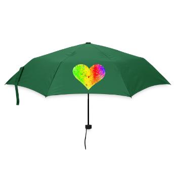 Regenbogen Herz - Regenschirm (klein) - Flaschengrün - Vorne