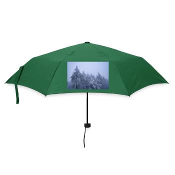 Bäume im Schnee - Regenschirm (klein) - Flaschengrün - Vorne