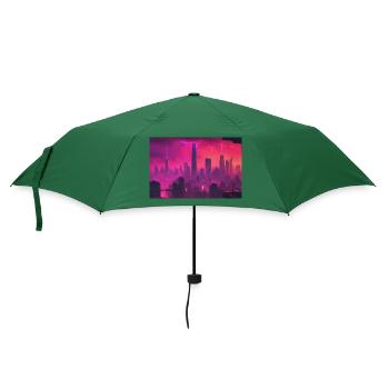 New York Skyline im CyberPunk Blade Runner Style - Regenschirm (klein) - Flaschengrün - Vorne