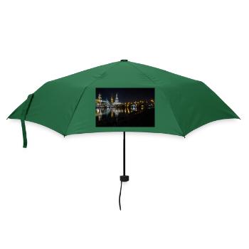 Dresden bei Nacht - Regenschirm (klein) - Flaschengrün - Vorne