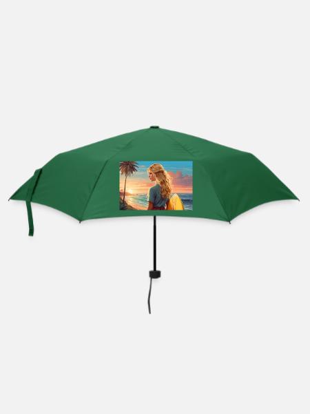 Surfer-Girl - Regenschirm (klein) - Flaschengrün