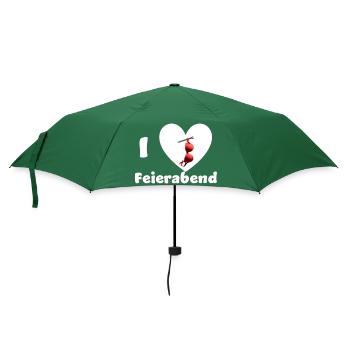 „I Love Feierabend – BH ausziehen & entspannen“ - Regenschirm (klein) - Flaschengrün - Vorne