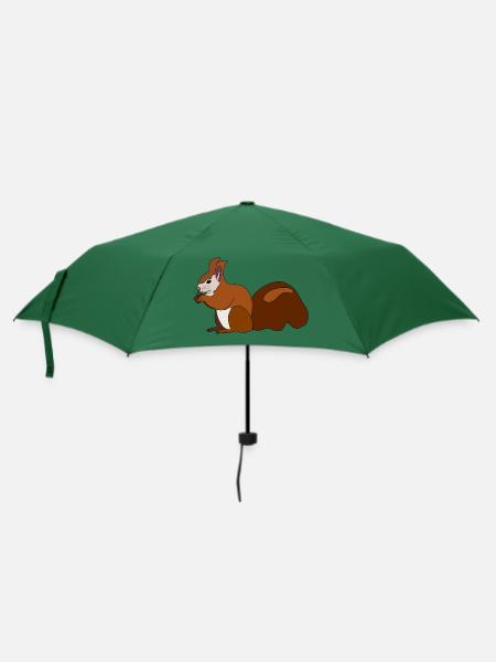 Eichhörnchen mit Nuss - Regenschirm (klein) - Flaschengrün