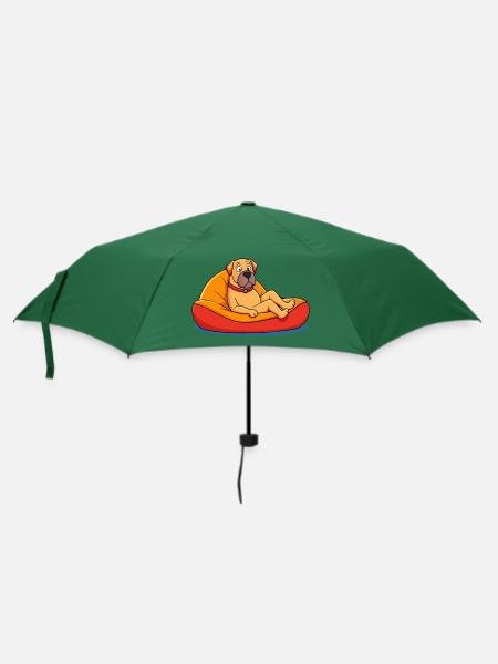 Entspannte Dogge auf Kissenkunst - Regenschirm (klein) - Flaschengrün