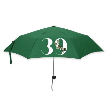 Nummer 39 Blumengrün - 39. Blumengeburtstag - Regenschirm (klein) - Flaschengrün - Vorne
