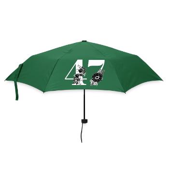 Nummer 47 Schwarze Blumen - 47. Blumengeburtstag - Regenschirm (klein) - Flaschengrün - Vorne