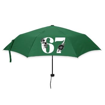 Nummer 67 Schwarze Blumen - 67. Blumengeburtstag - Regenschirm (klein) - Flaschengrün - Vorne
