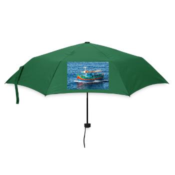 Malta traditionelles Fischerboot Luzzu - Regenschirm (klein) - Flaschengrün - Vorne