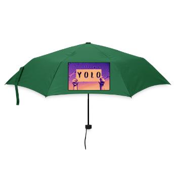 Schild - YOLO - Regenschirm (klein) - Flaschengrün - Vorne