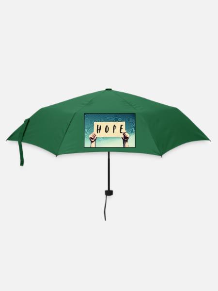Schild - Hoffnung - Regenschirm (klein) - Flaschengrün