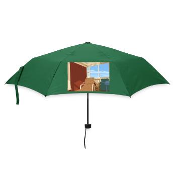 Gemütlicher Liegestuhl auf sonniger Veranda  - Regenschirm (klein) - Flaschengrün - Vorne