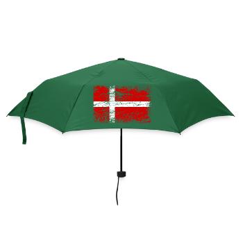 Dänische Flagge im Vintage-Stil - Regenschirm (klein) - Flaschengrün - Vorne