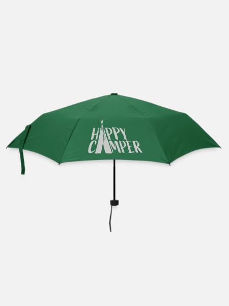 Design Zelt Happy Camper - Regenschirm (klein) - Flaschengrün