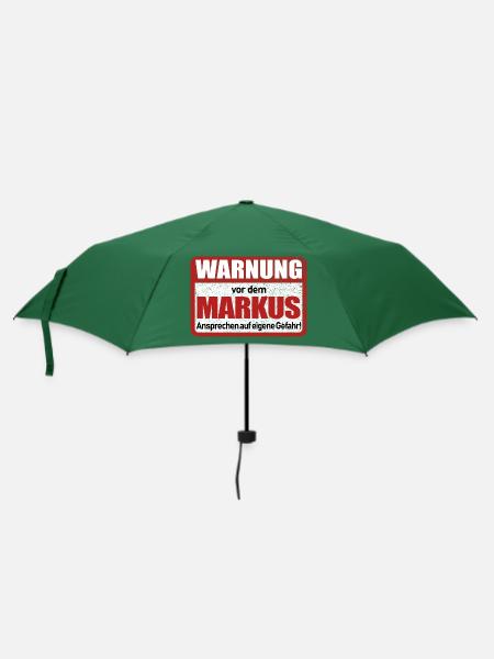 Markus Name Lustiges Warnschild - Regenschirm (klein) - Flaschengrün
