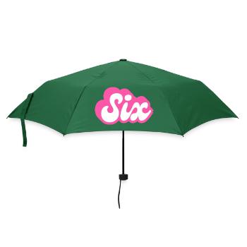 Sechster Geburtstag - 6. Geburtstag Retro Pink - Regenschirm (klein) - Flaschengrün - Vorne