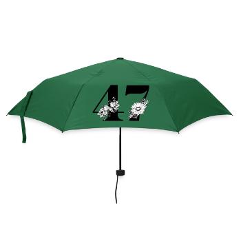Nummer 47 Blumengrün - 47. Blumengeburtstag - Regenschirm (klein) - Flaschengrün - Vorne