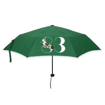 Nummer 83 Blumengrün - 83. Blumengeburtstag - Regenschirm (klein) - Flaschengrün - Vorne