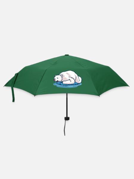 Toter Eisbär auf einer Eisscholle Rip Klimawandel - Regenschirm (klein) - Flaschengrün