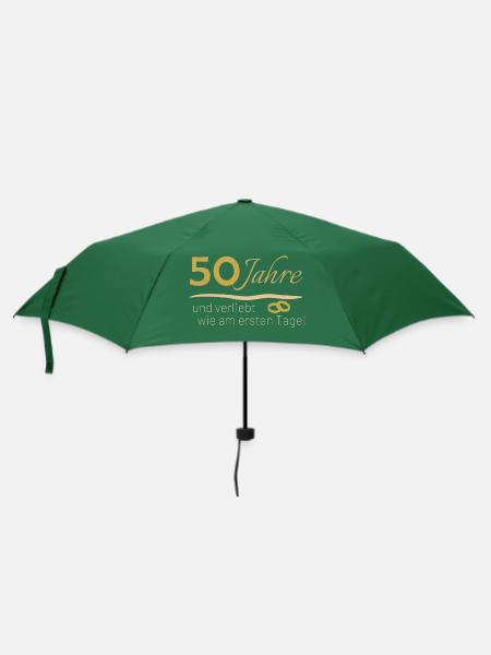 50 Jahre Goldhochzeit goldene Hochzeit Jubiläum - Regenschirm (klein) - Flaschengrün