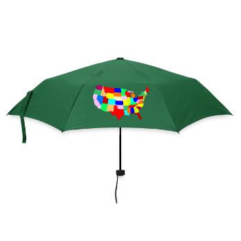 USA Patchwork Karte - Regenschirm (klein) - Flaschengrün - Vorne