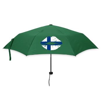 Finnland Flagge Mund - Regenschirm (klein) - Flaschengrün - Vorne