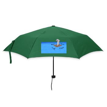 Hai auf Floß - Regenschirm (klein) - Flaschengrün - Vorne