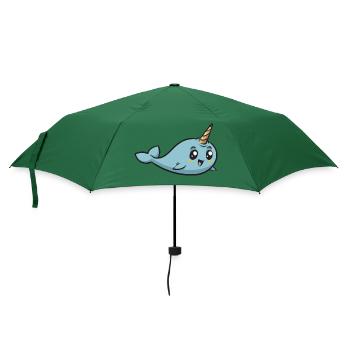 Narwal Einhornwal - Regenschirm (klein) - Flaschengrün - Vorne