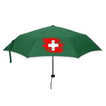Schweiz Flagge used - Regenschirm (klein) - Flaschengrün - Vorne