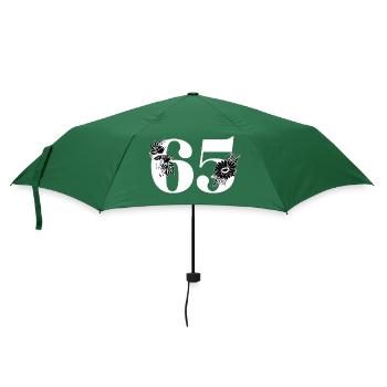 Nummer 65 Schwarze Blumen - 65. Blumengeburtstag - Regenschirm (klein) - Flaschengrün - Vorne