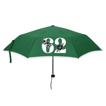 Nummer 62 Schwarze Blumen - 62. Blumengeburtstag - Regenschirm (klein) - Flaschengrün - Vorne