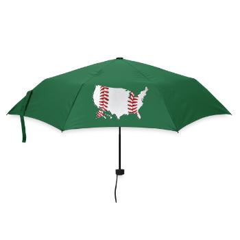 USA | echter Baseball | Landkarte - Regenschirm (klein) - Flaschengrün - Vorne