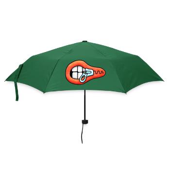 Reißverschluss Mund Illustration - Regenschirm (klein) - Flaschengrün - Vorne