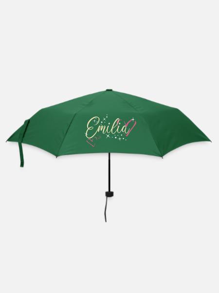 Emilia Name Vorname Kalligrafieherz - Regenschirm (klein) - Flaschengrün