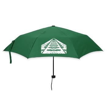Zug Schienen in den Horizont - Regenschirm (klein) - Flaschengrün - Vorne