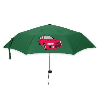 Retro rotes Auto - Regenschirm (klein) - Flaschengrün - Vorne
