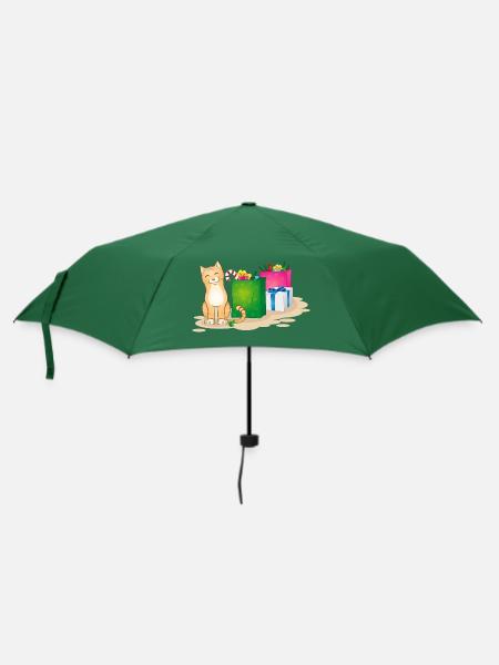 Weihnachtskatze - Regenschirm (klein) - Flaschengrün