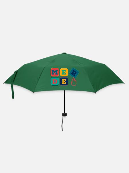 Merde! - Stinkefinger - Regenschirm (klein) - Flaschengrün