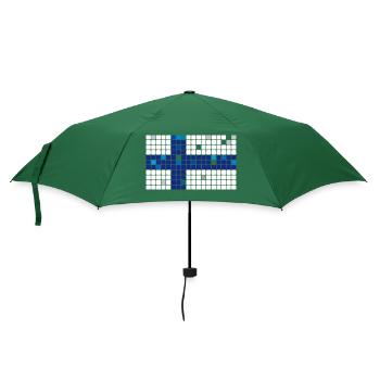 Finnland Flagge - Mosaik - Regenschirm (klein) - Flaschengrün - Vorne
