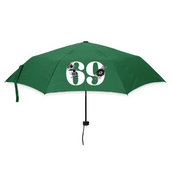 Schwarze Blumenzahl 69 - 69. Blumengeburtstag - Regenschirm (klein) - Flaschengrün - Vorne