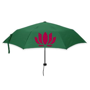 Fleur de lotus Fleur de lotus Fleur rouge Fleurs de nénuphar - Parapluie standard - vert bouteille - Devant