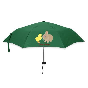 Hase Kücken, Frohe Ostern - Regenschirm (klein) - Flaschengrün - Vorne