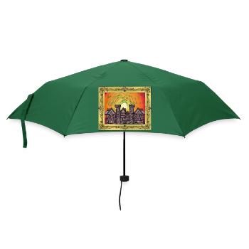 Mittelalter Schloss Burg Festung Ritter Krieger - Regenschirm (klein) - Flaschengrün - Vorne